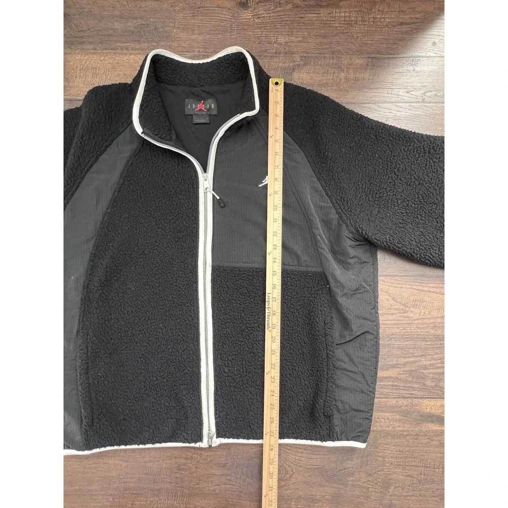 Air Jordan Essentials Men's Full Zip Winter Black Sherpa Fleece Jacket Sz XL Y2K